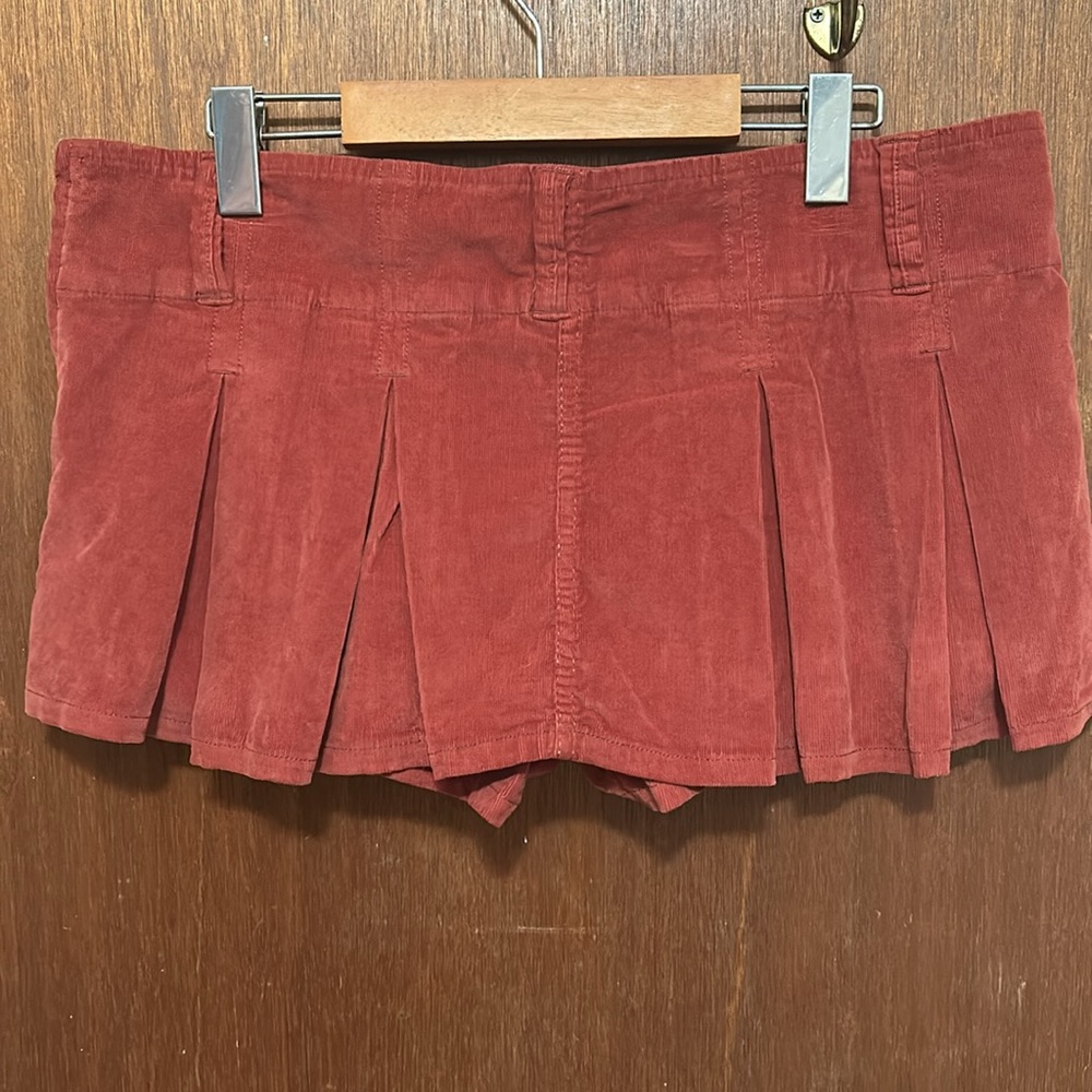 Free People Rust Red Corduroy Pleated Mini Skirt - Picture 6 of 9